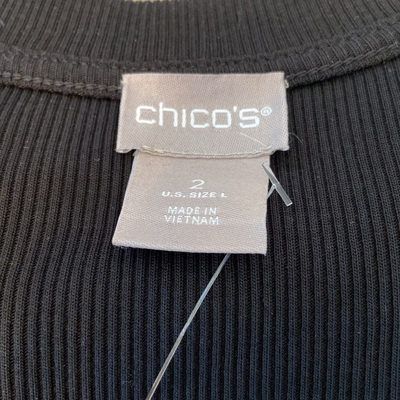 NWT Chico’s Black Cotton Modal Rib Tee SS Basic Knit Size 2 US Large - Picture 6 of 11